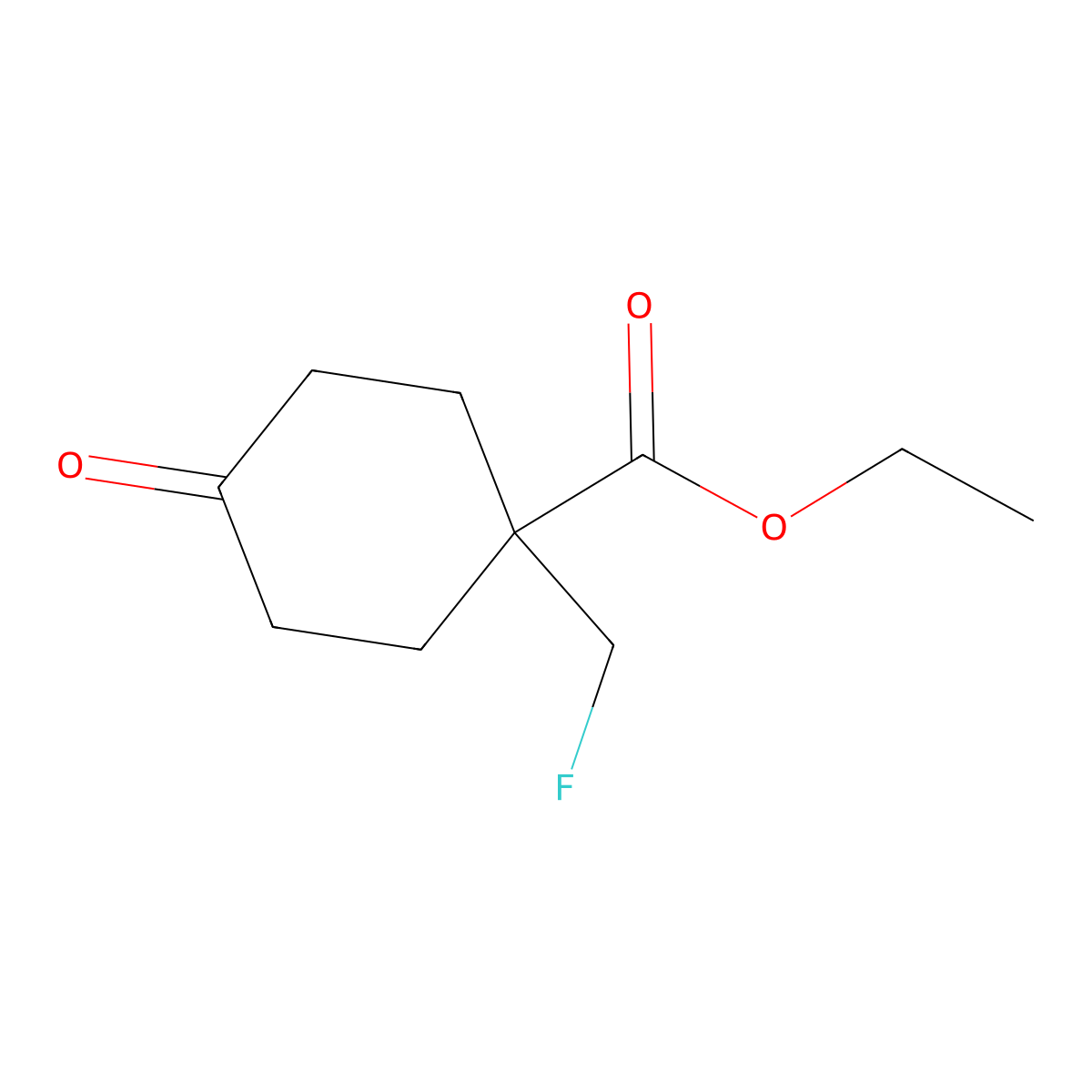 Ethyl 1-(fluoromethyl)-4-oxocyclohexane-1-carboxylate molecular structure, CAS 1818868-39-1