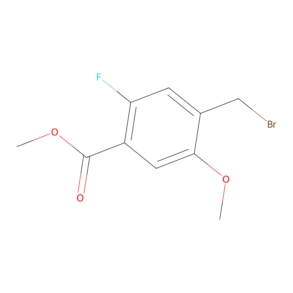 Methyl 4-(bromomethyl)-2-fluoro-5-methoxybenzoate molecular structure, CAS 1818897-67-4