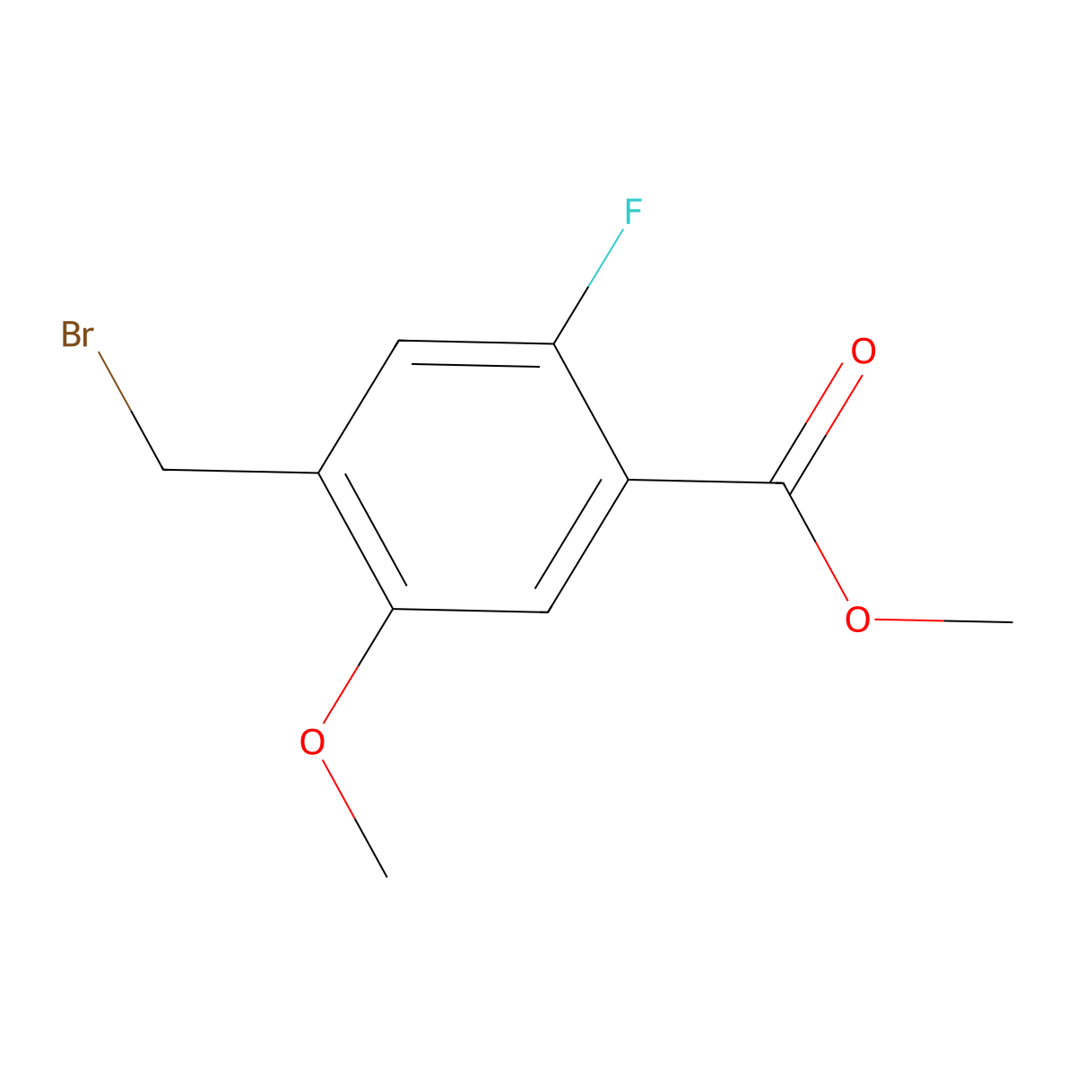 Methyl 4-(bromomethyl)-2-fluoro-5-methoxybenzoate molecular structure, CAS 1818897-67-4