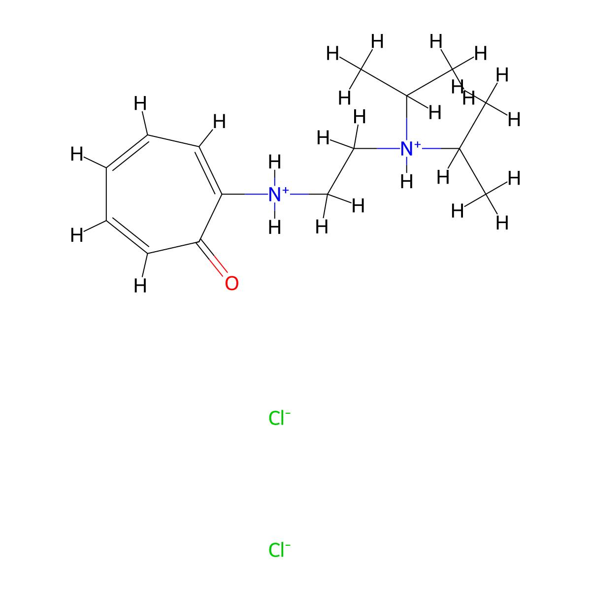 2,4,6-Cycloheptatrien-1-one, 2-((2-(diisopropylamino)ethyl)amino)-, dihydrochloride molecular structure, CAS 18189-48-5