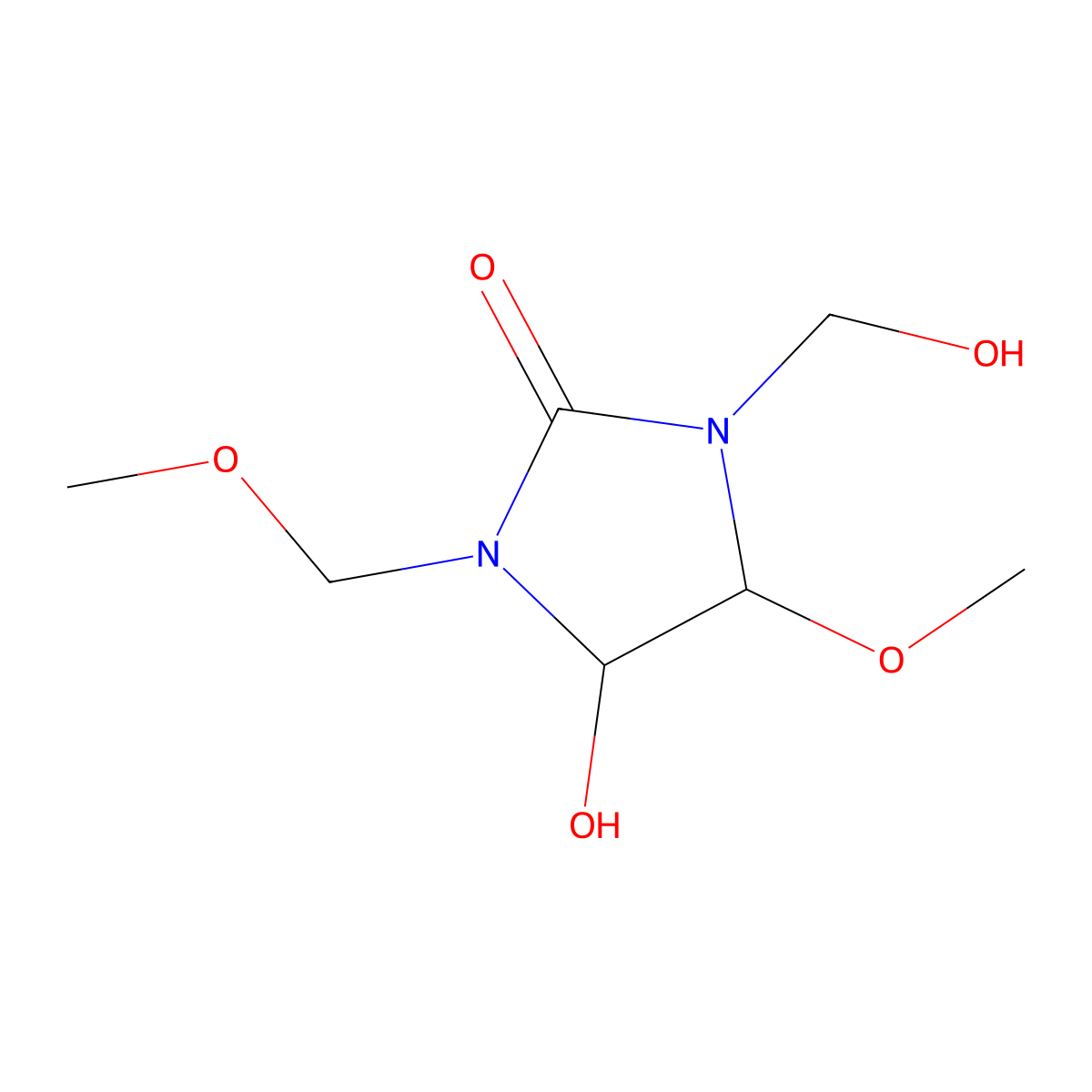 4-Hydroxy-1-(hydroxymethyl)-5-methoxy-3-(methoxymethyl)imidazolidin-2-one molecular structure, CAS 18190-79-9