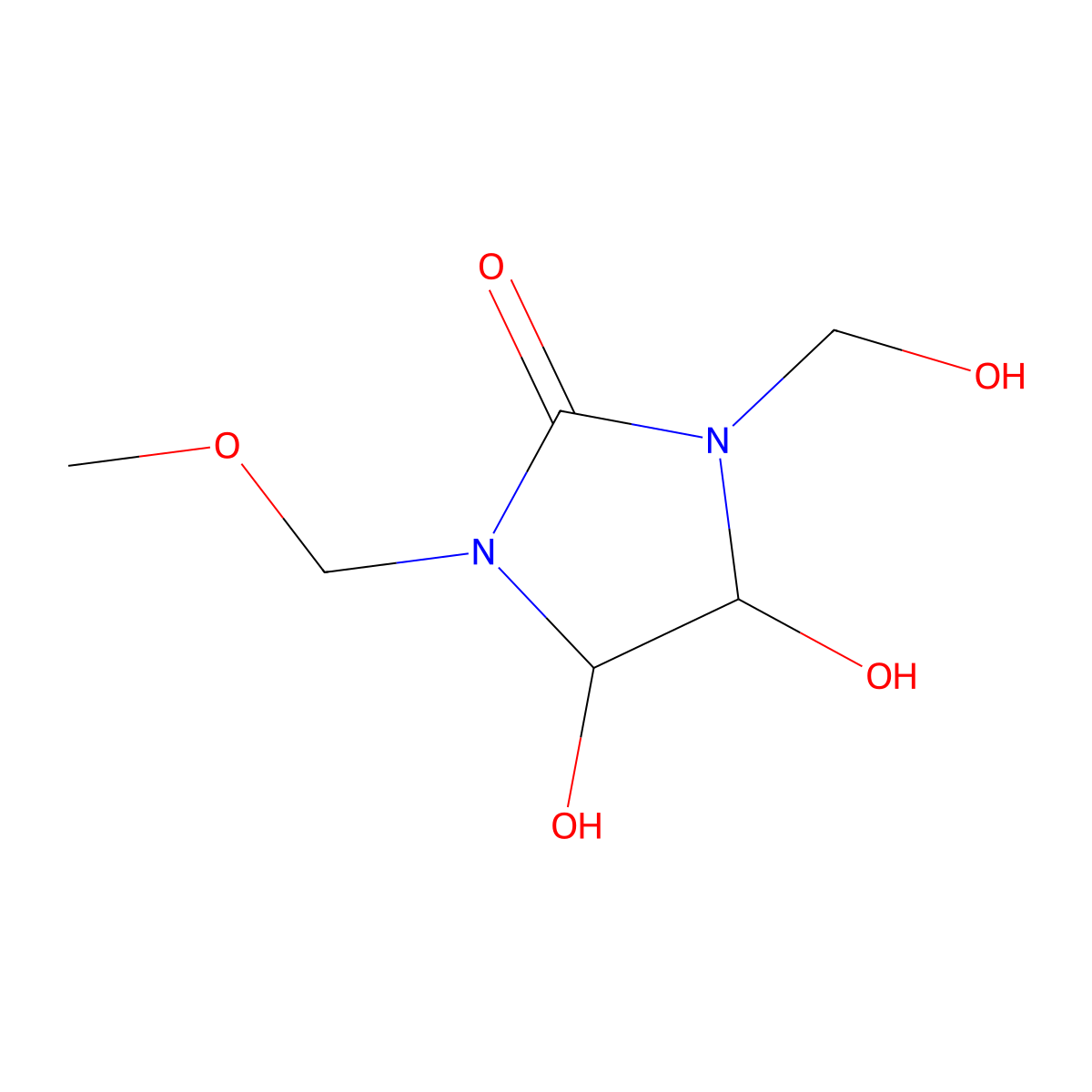 4,5-Dihydroxy-1-(hydroxymethyl)-3-(methoxymethyl)imidazolidin-2-one molecular structure, CAS 18190-99-3