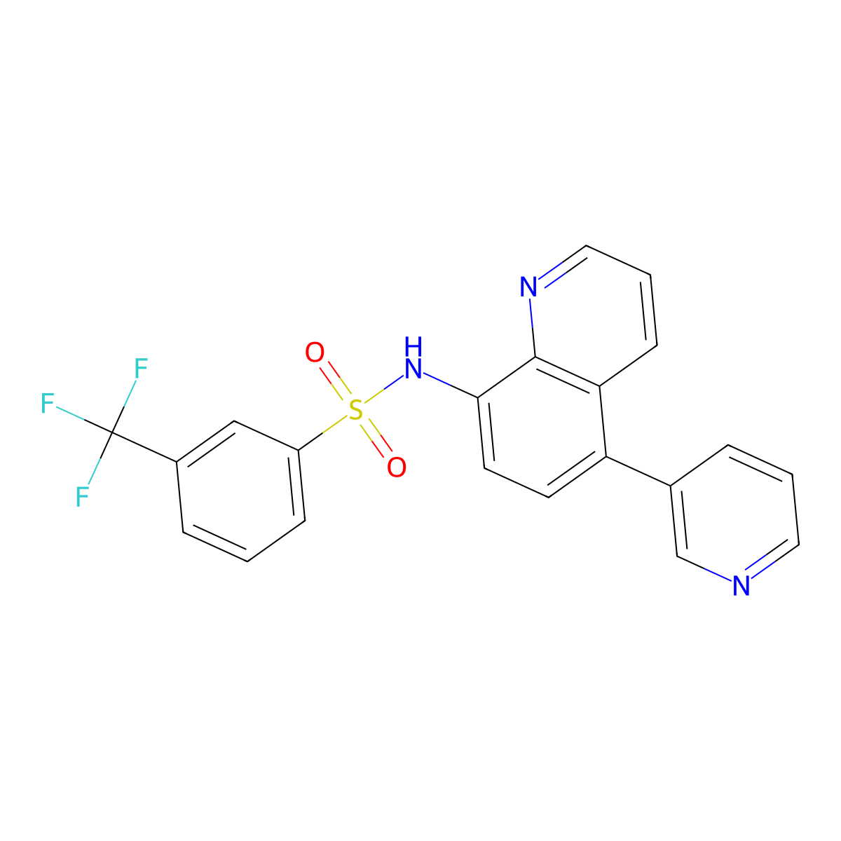 N-[5-(pyridin-3-yl)quinolin-8-yl]-3-(trifluoromethyl)benzene-1-sulfonamide molecular structure, CAS 1819330-15-8