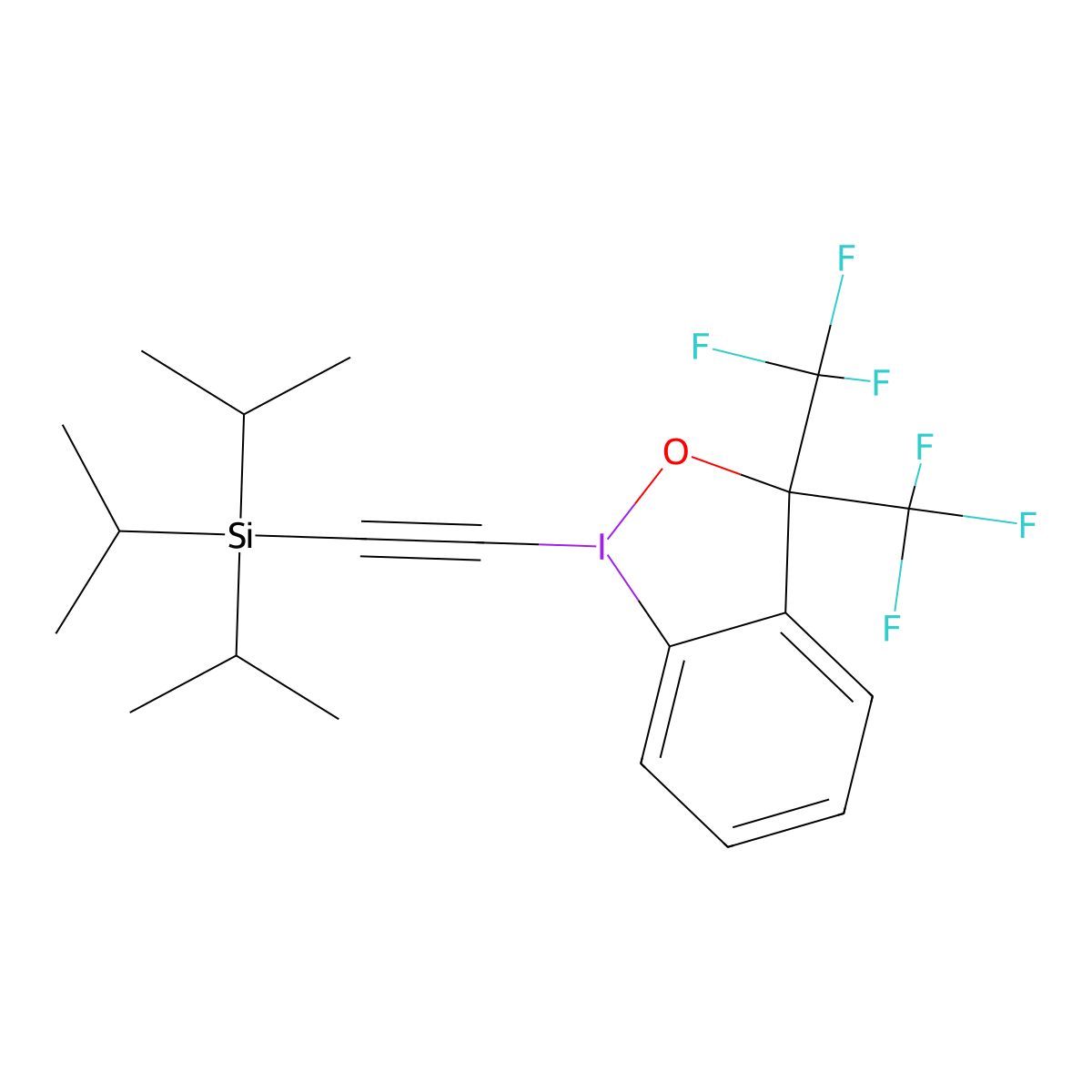 1-[2-(Triisopropylsilyl)ethynyl]-3,3-bis(trifluoromethyl)-1,2-benziodoxole molecular structure, CAS 181934-34-9