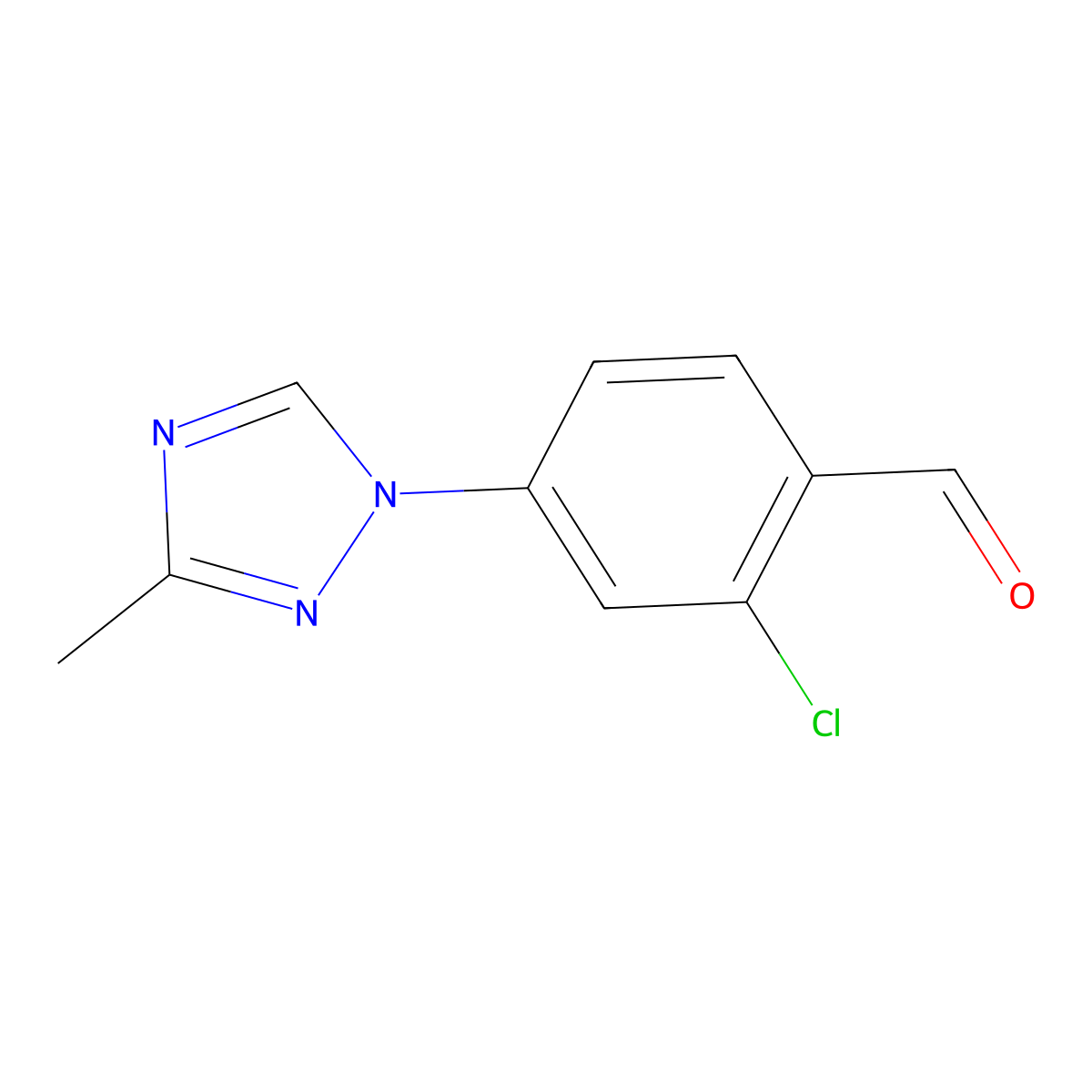 2-Chloro-4-(3-methyl-1H-1,2,4-triazol-1-yl)benzaldehyde molecular structure, CAS 1819358-30-9