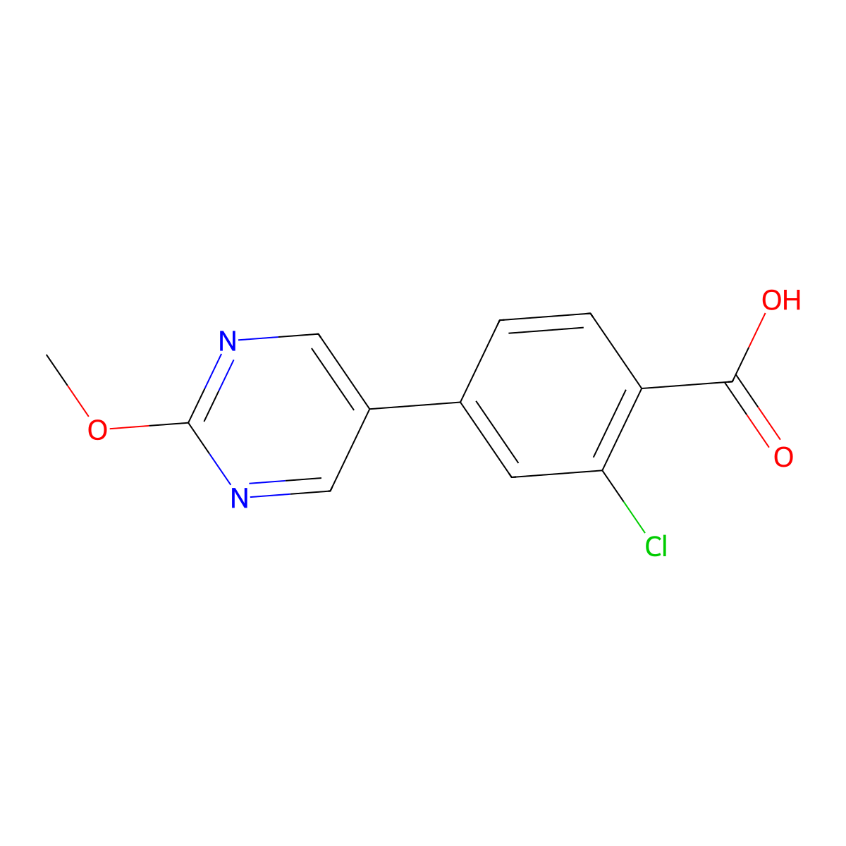 2-Chloro-4-(2-methoxypyrimidin-5-yl)benzoic acid molecular structure, CAS 1819358-49-0