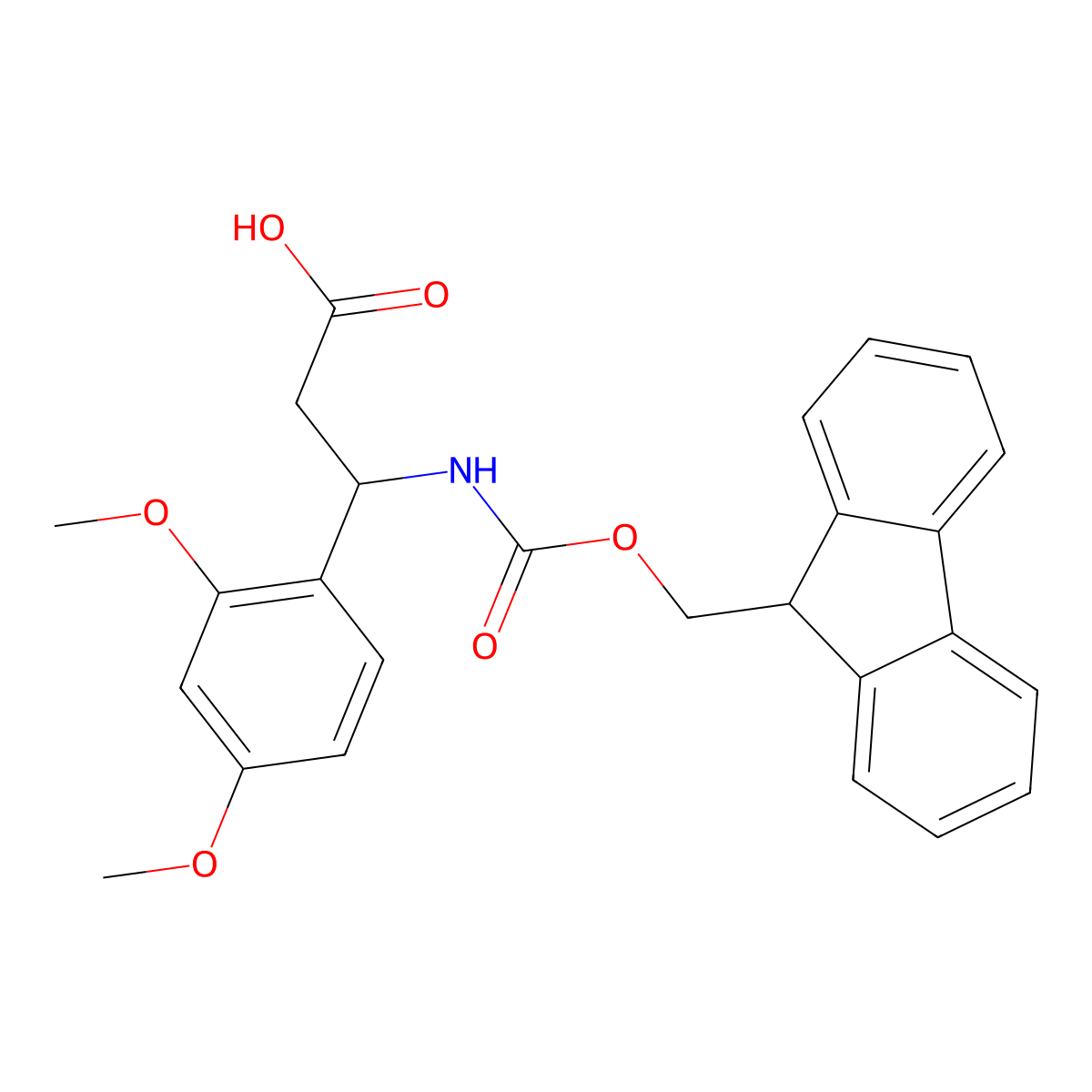 3-(2,4-dimethoxyphenyl)-3-({[(9H-fluoren-9-yl)methoxy]carbonyl}amino)propanoic acid molecular structure, CAS 181953-59-3