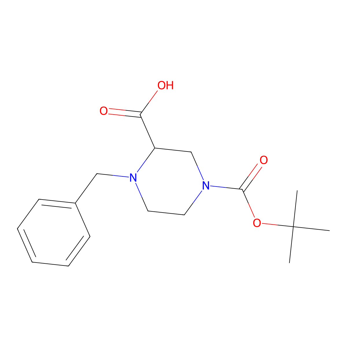 1-Benzyl-4-Boc-piperazine-2-carboxylic acid molecular structure, CAS 181956-25-2
