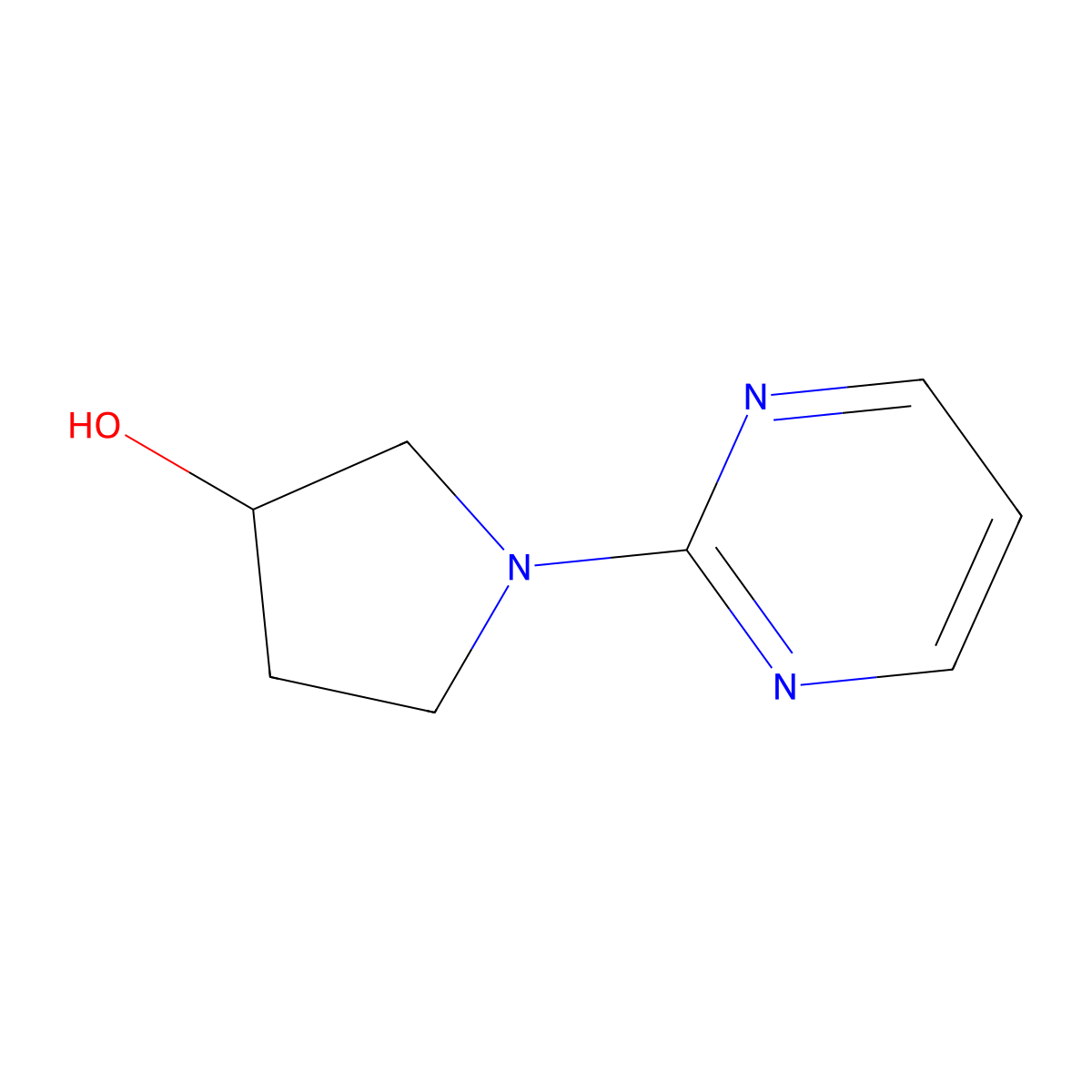 (R)-1-Pyrimidin-2-yl-pyrrolidin-3-ol molecular structure, CAS 181959-76-2