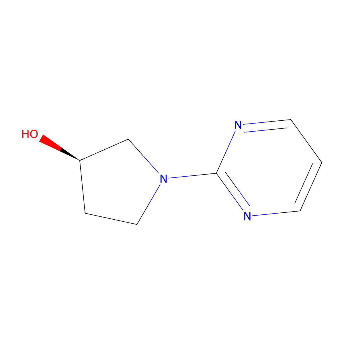 (R)-1-Pyrimidin-2-yl-pyrrolidin-3-ol molecular structure, CAS 181959-76-2