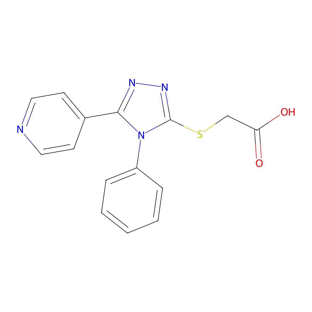 2-{[4-phenyl-5-(pyridin-4-yl)-4H-1,2,4-triazol-3-yl]sulfanyl}acetic acid molecular structure, CAS 18199-82-1