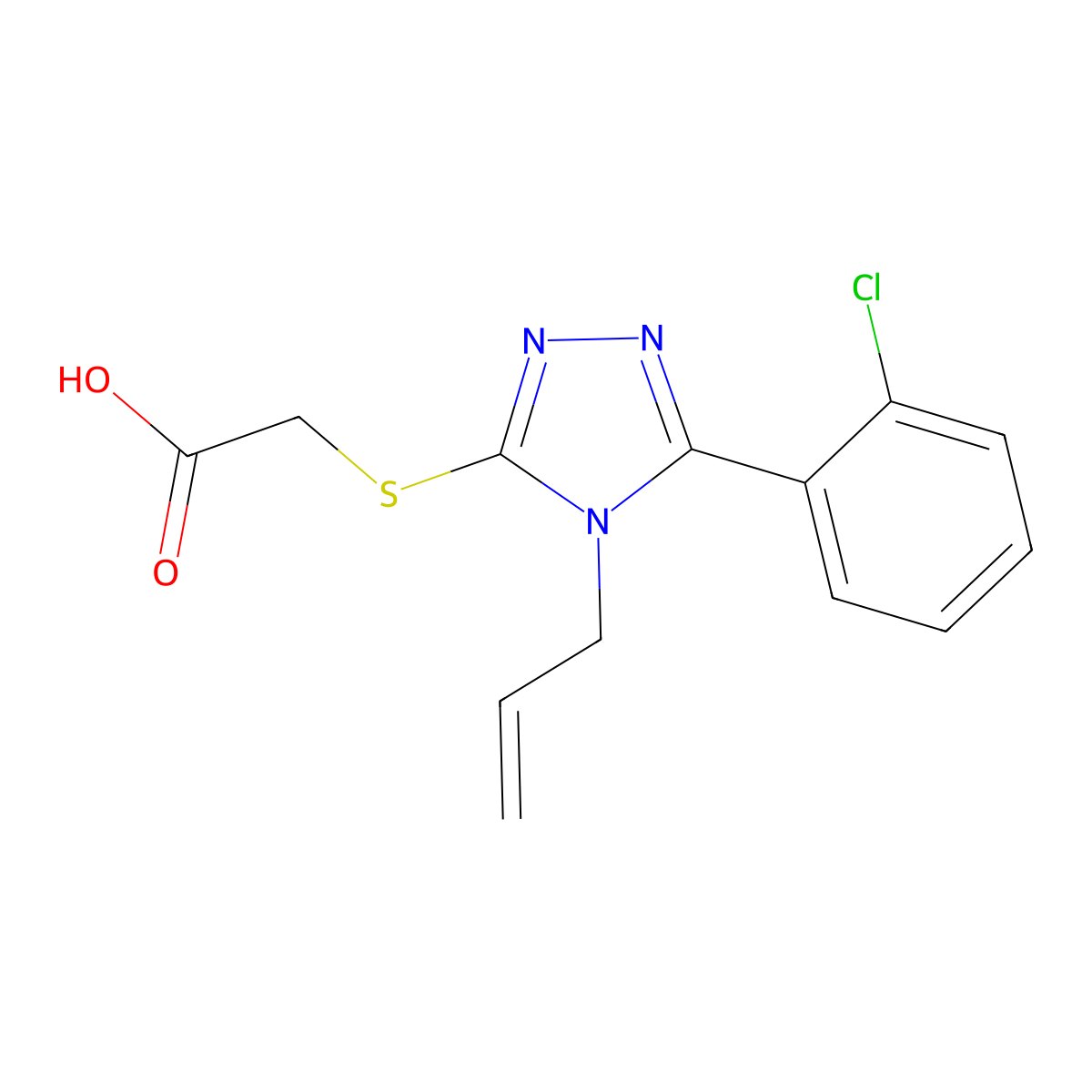 2-[[5-(2-Chlorophenyl)-4-(2-propen-1-yl)-4H-1,2,4-triazol-3-yl]thio]acetic acid molecular structure, CAS 18199-83-2