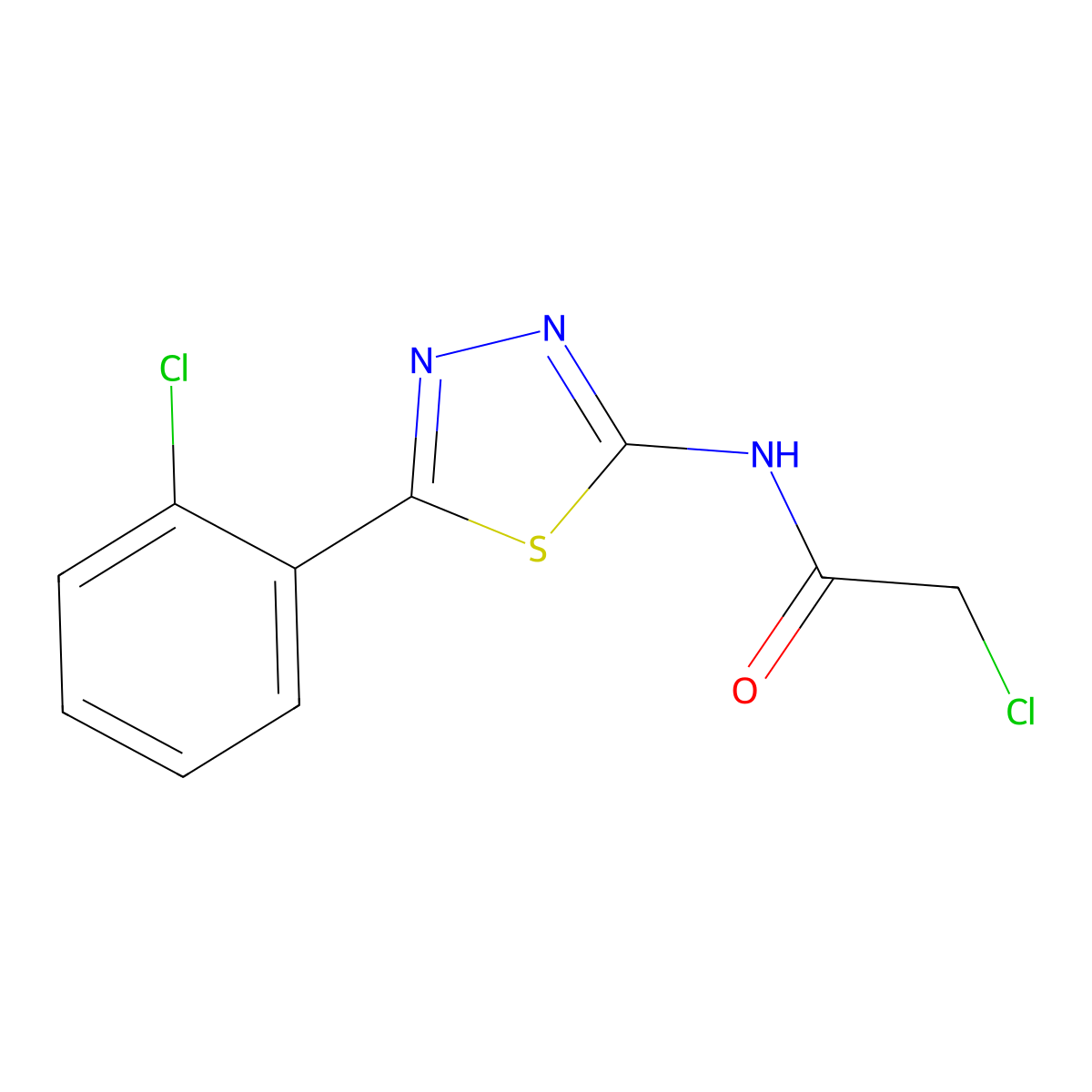 2-chloro-N-[5-(2-chlorophenyl)-1,3,4-thiadiazol-2-yl]acetamide molecular structure, CAS 18199-97-8