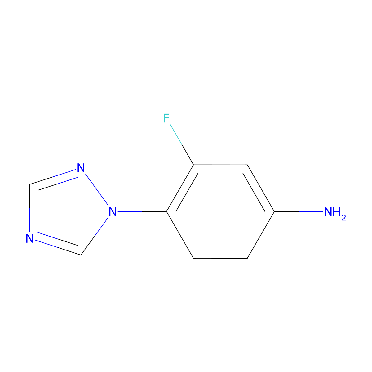3-fluoro-4-(1H-1,2,4-triazol-1-yl)aniline molecular structure, CAS 181997-13-7
