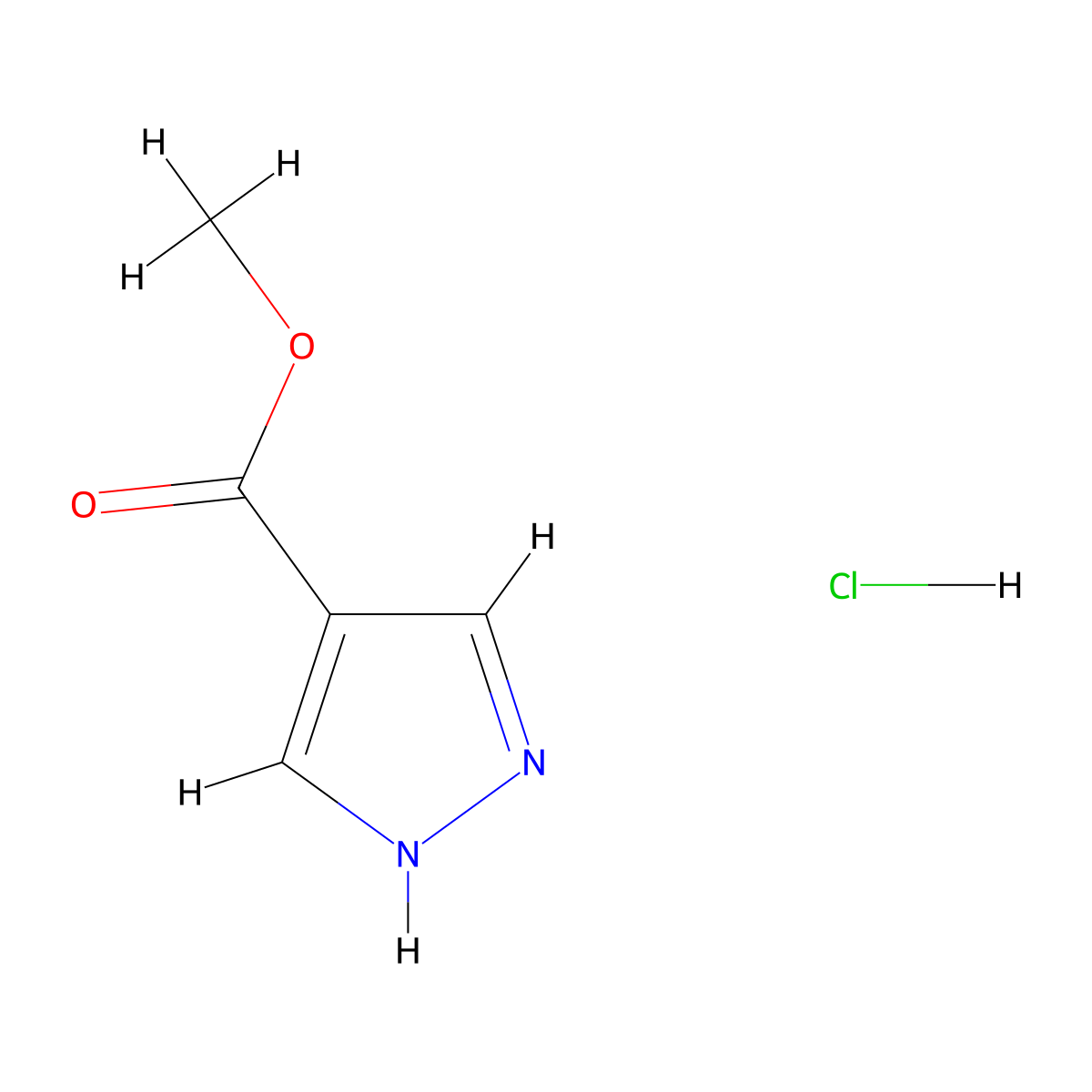 methyl 1H-pyrazole-4-carboxylate hydrochloride molecular structure, CAS 181997-36-4