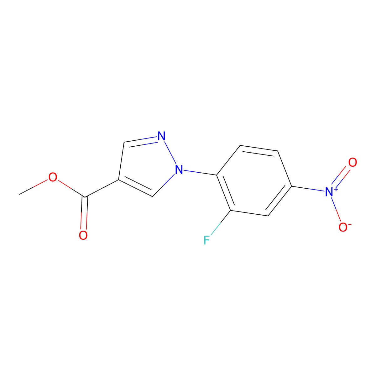 methyl 1-(2-fluoro-4-nitrophenyl)-1H-pyrazole-4-carboxylate molecular structure, CAS 181997-37-5