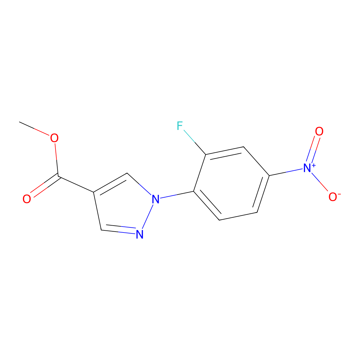 methyl 1-(2-fluoro-4-nitrophenyl)-1H-pyrazole-4-carboxylate molecular structure, CAS 181997-37-5