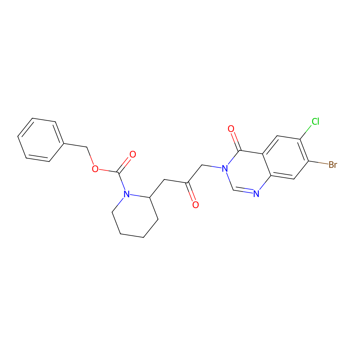 benzyl (S)-2-(3-(7-bromo-6-chloro-4-oxoquinazolin-3(4H)-yl)-2-oxopropyl)piperidine-1-carboxylate molecular structure, CAS 1819989-13-3