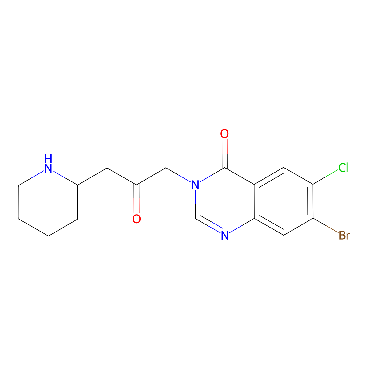 (S)-7-bromo-6-chloro-3-(2-oxo-3-(piperidin-2-yl)propyl)quinazolin-4(3H)-one molecular structure, CAS 1819989-15-5