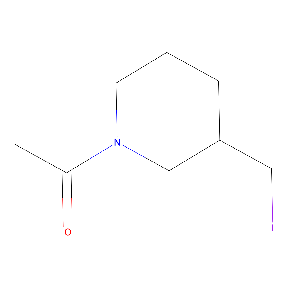 1-(3-(Iodomethyl)piperidin-1-yl)ethanone molecular structure, CAS 181999-37-1