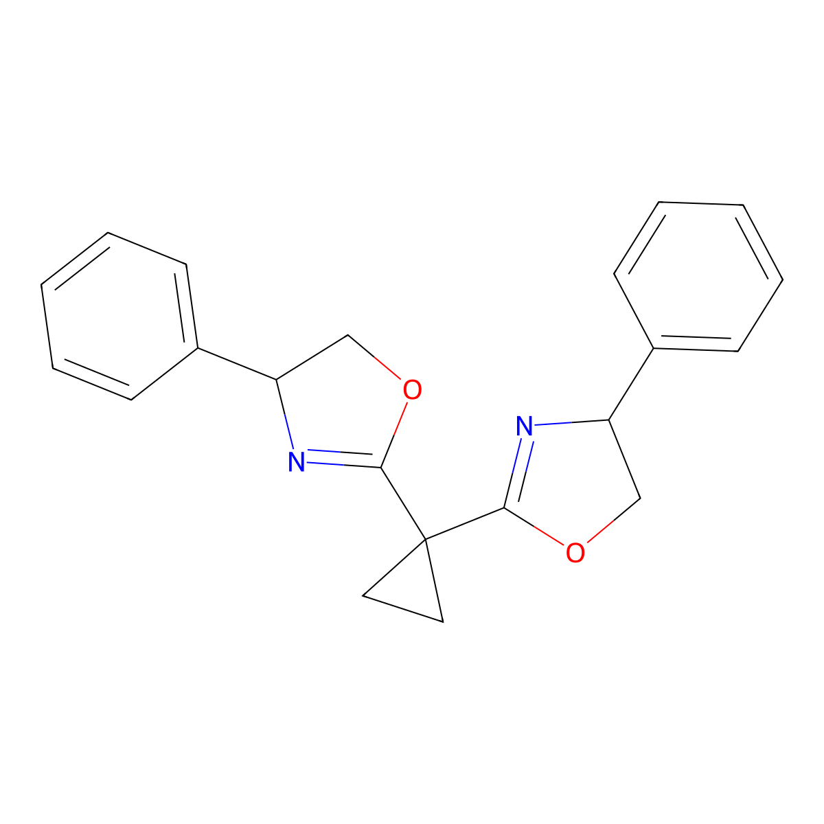 (4R,4'R)-2,2'-Cyclopropylidenebis(4,5-dihydro-4-phenyloxazole) molecular structure, CAS 1819994-24-5