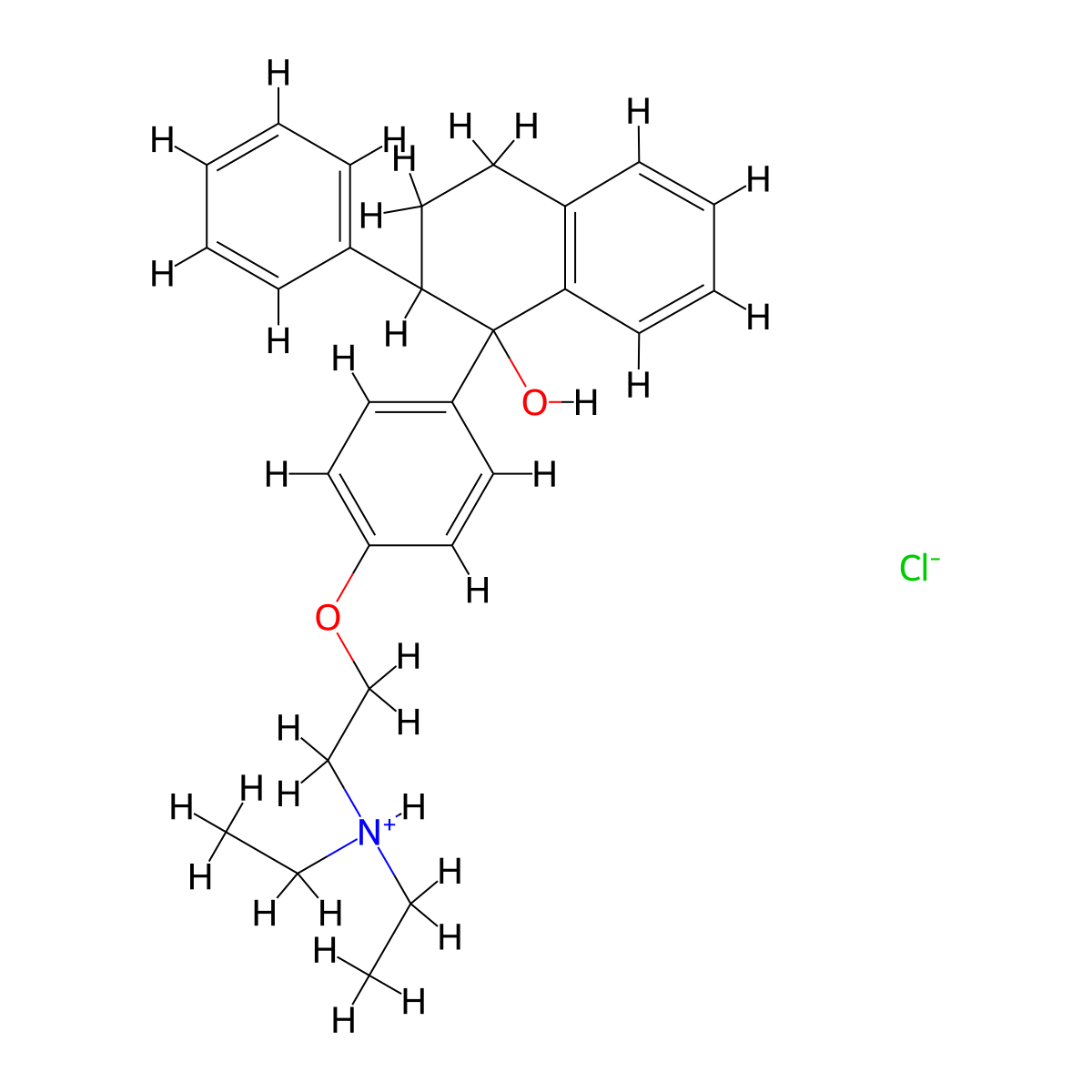 1-Naphthol, 1,2,3,4-tetrahydro-1-(p-(2-(diethylamino)ethoxy)phenyl)-2-phenyl-, hydrochloride molecular structure, CAS 1820-38-8