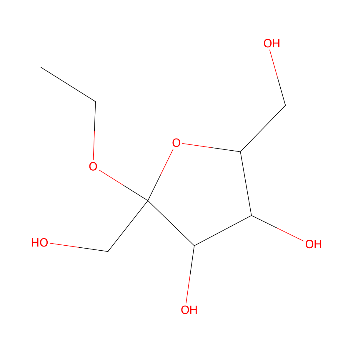 beta-D-Fructofuranoside, ethyl molecular structure, CAS 1820-84-4