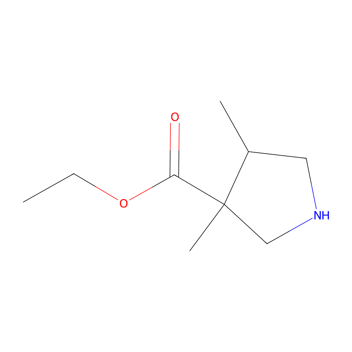 rac-ethyl (3R,4R)-3,4-dimethylpyrrolidine-3-carboxylate molecular structure, CAS 1820034-85-2