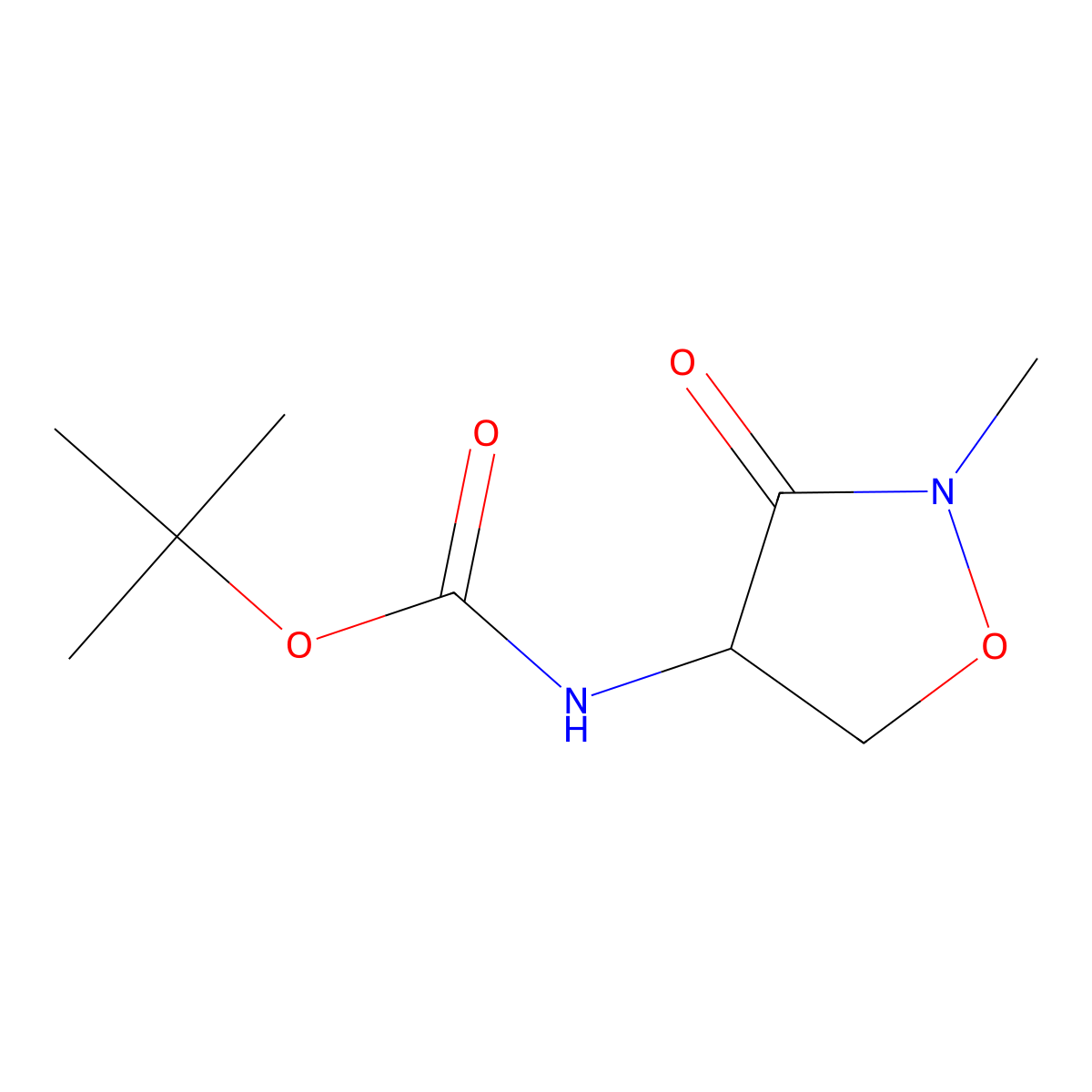tert-butyl N-(2-methyl-3-oxo-1,2-oxazolidin-4-yl)carbamate molecular structure, CAS 1820062-00-7