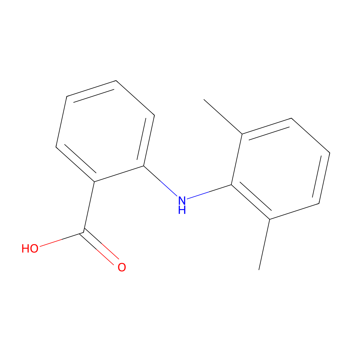 2-(2,6-Dimethylanilino)benzoic acid molecular structure, CAS 18201-61-1