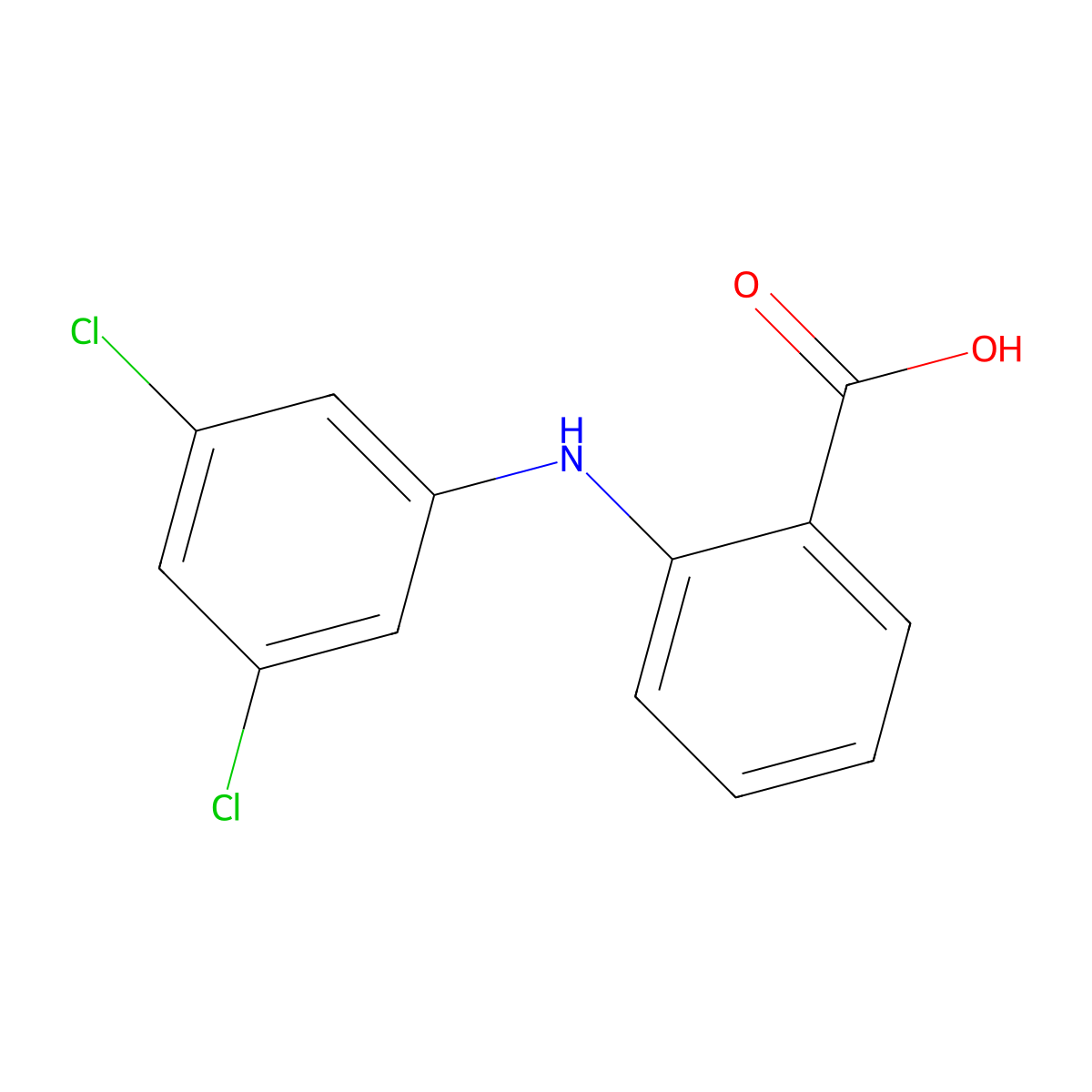 2-[(3,5-Dichlorophenyl)amino]benzoic acid molecular structure, CAS 18201-65-5