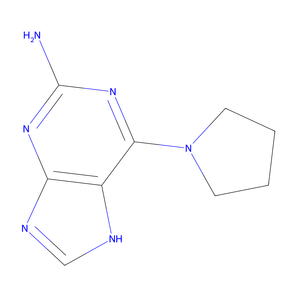 6-(pyrrolidin-1-yl)-9H-purin-2-amine molecular structure, CAS 18202-53-4
