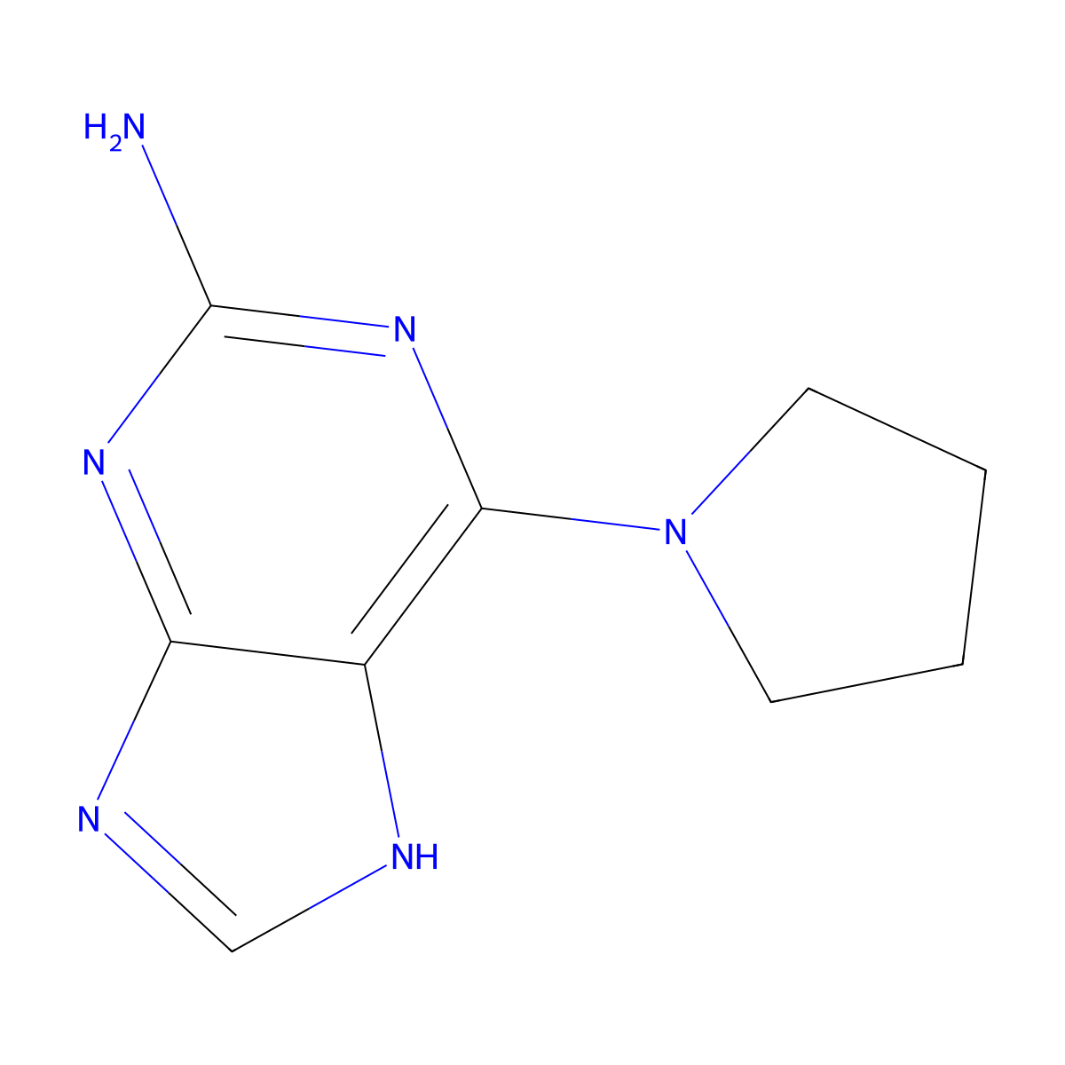 6-(pyrrolidin-1-yl)-9H-purin-2-amine molecular structure, CAS 18202-53-4