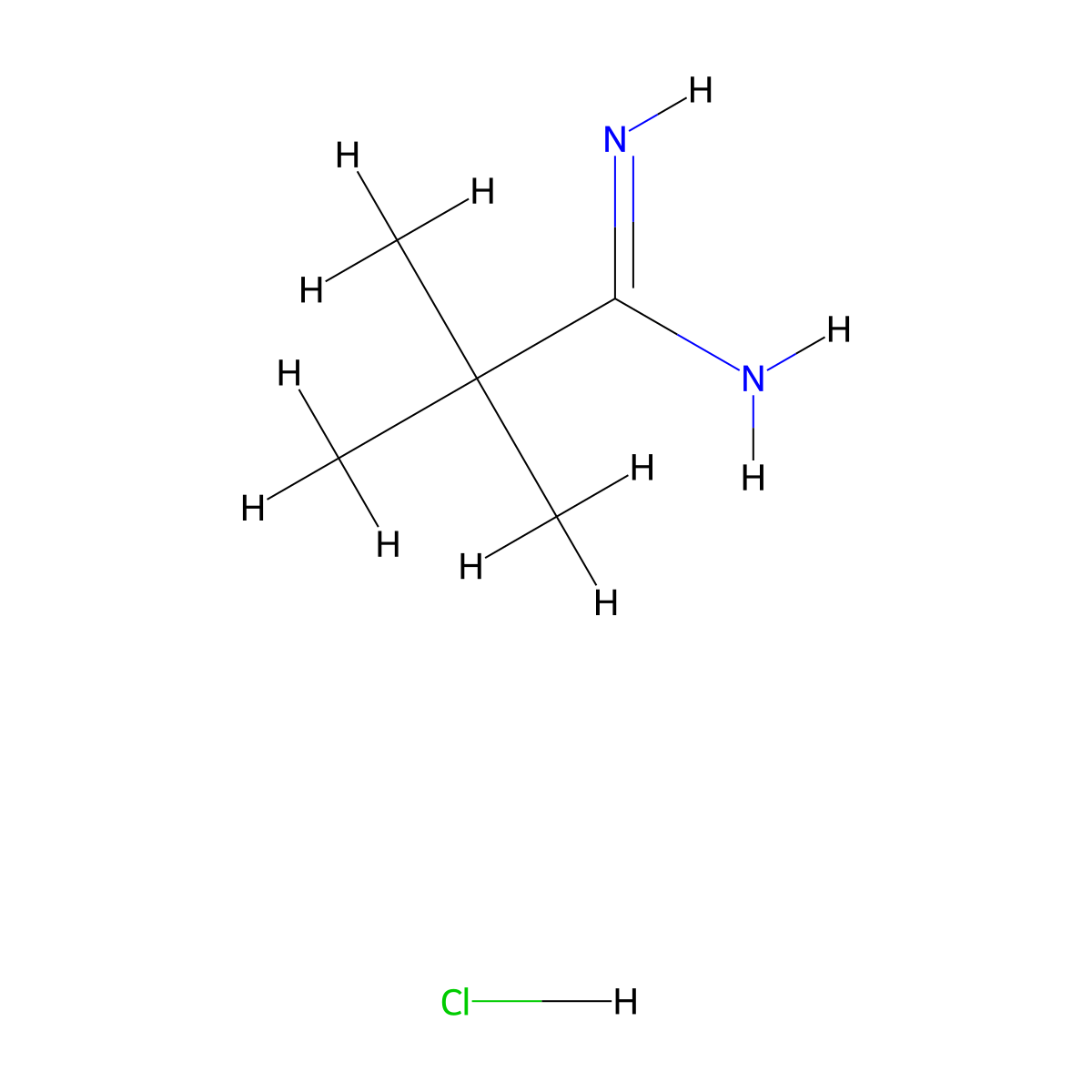 Propanimidamide, 2,2-dimethyl-, hydrochloride (1:1) molecular structure, CAS 18202-73-8