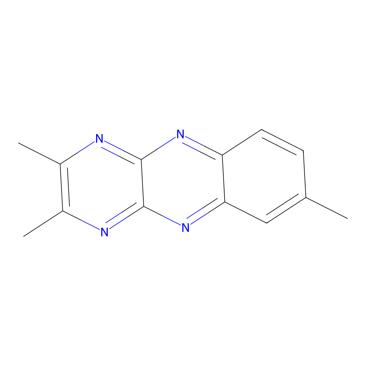 2,3,7-Trimethylpyrazino(2,3-b)quinoxaline molecular structure, CAS 18202-90-9
