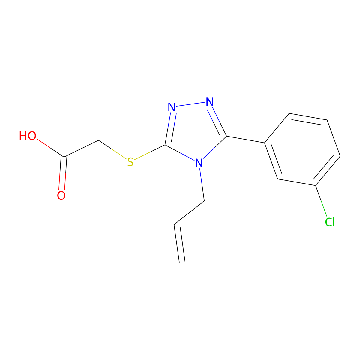 [4-Allyl-5-(3-chloro-phenyl)-4H-[1,2,4]triazol-3-ylsulfanyl]-acetic acid molecular structure, CAS 18204-74-5