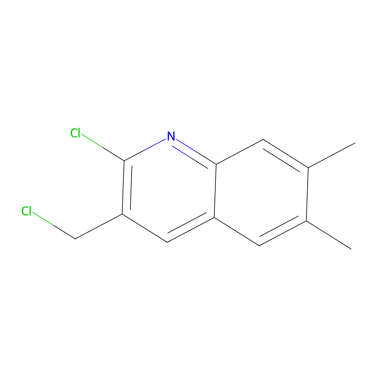 2-Chloro-3-(chloromethyl)-6,7-dimethylquinoline molecular structure, CAS 182052-67-1