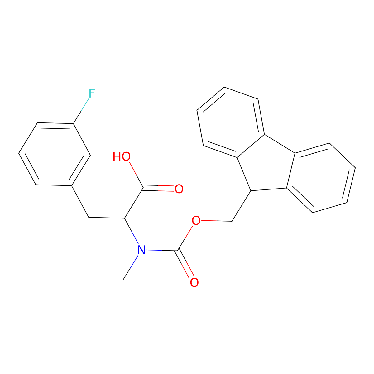 Fmoc-3-fluoro-N-methyl-L-phenylalanine molecular structure, CAS 1820567-10-9