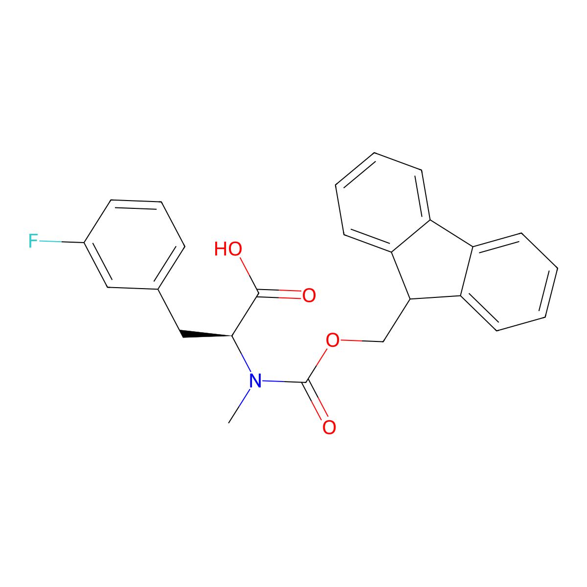 Fmoc-3-fluoro-N-methyl-L-phenylalanine molecular structure, CAS 1820567-10-9