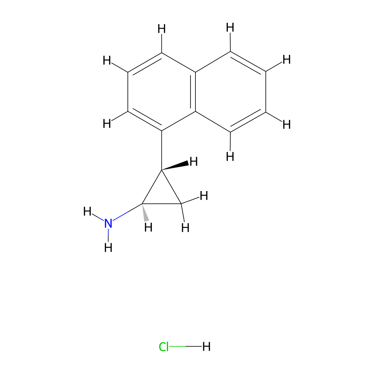 (1R,2S)-2-(Naphthalen-1-yl)cyclopropan-1-amine hydrochloride molecular structure, CAS 1820569-12-7