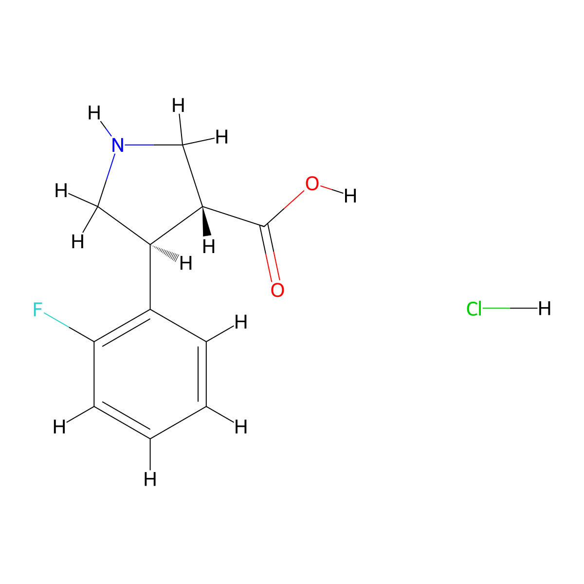 (+/-)-trans-4-(2-Fluorophenyl)pyrrolidine-3-carboxylic acid hydrochloride molecular structure, CAS 1820569-65-0