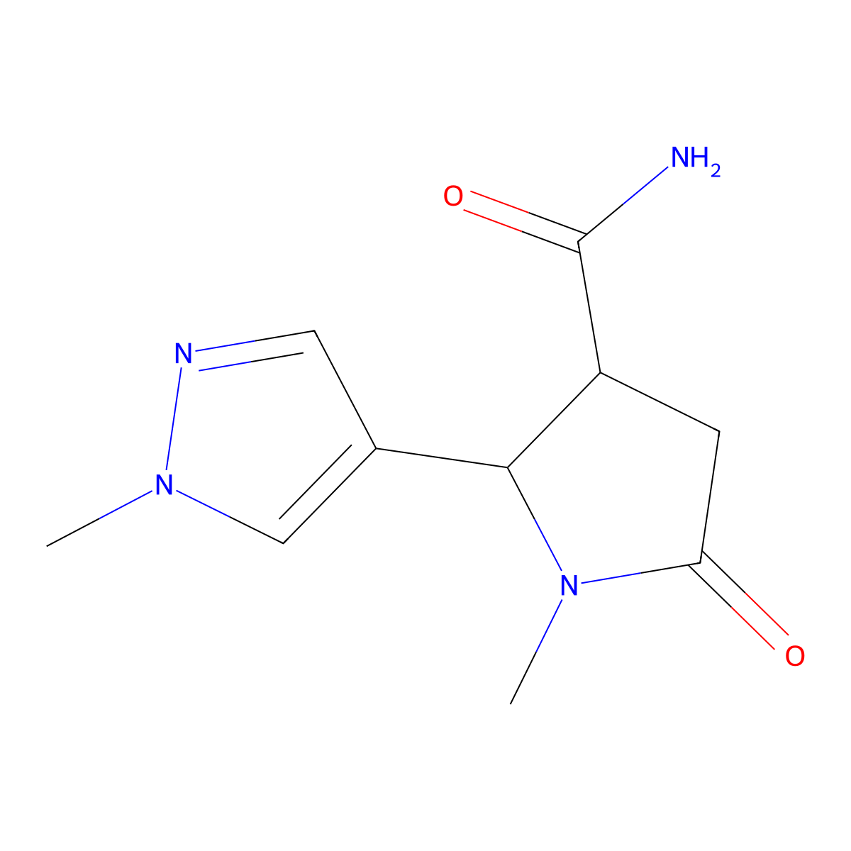 (2R,3R)-1-methyl-2-(1-methyl-1H-pyrazol-4-yl)-5-oxopyrrolidine-3-carboxamide molecular structure, CAS 1820569-87-6