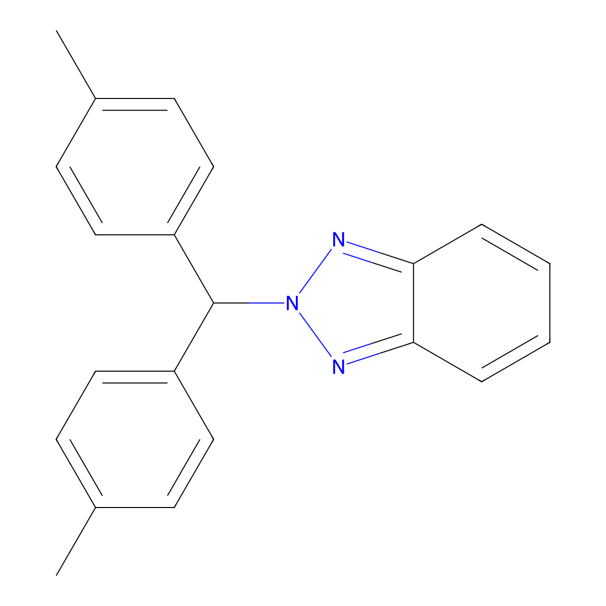 2-[Bis(4-methylphenyl)methyl]benzotriazole molecular structure, CAS 182057-79-0