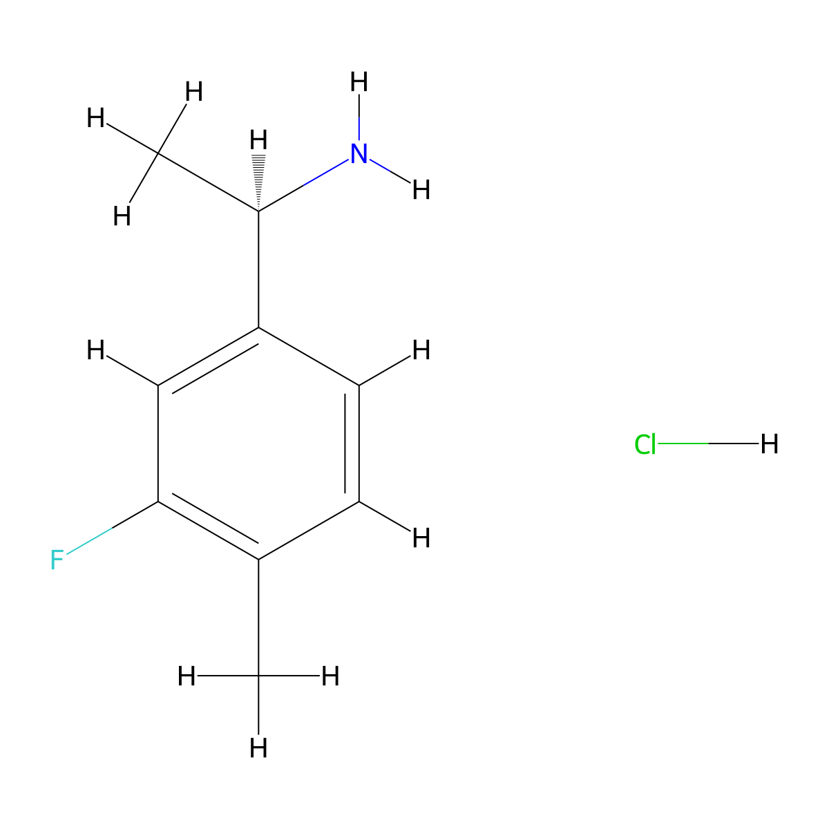 (1R)-1-(3-fluoro-4-methylphenyl)ethan-1-amine hydrochloride molecular structure, CAS 1820570-24-8