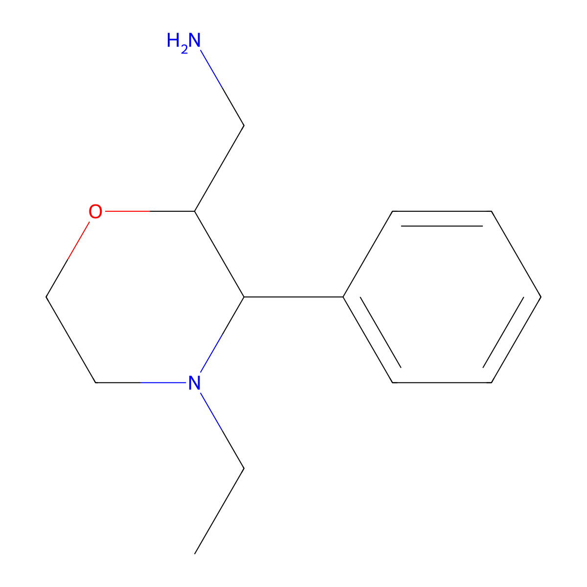 [(2S,3S)-4-ethyl-3-phenylmorpholin-2-yl]methanamine molecular structure, CAS 1820570-65-7