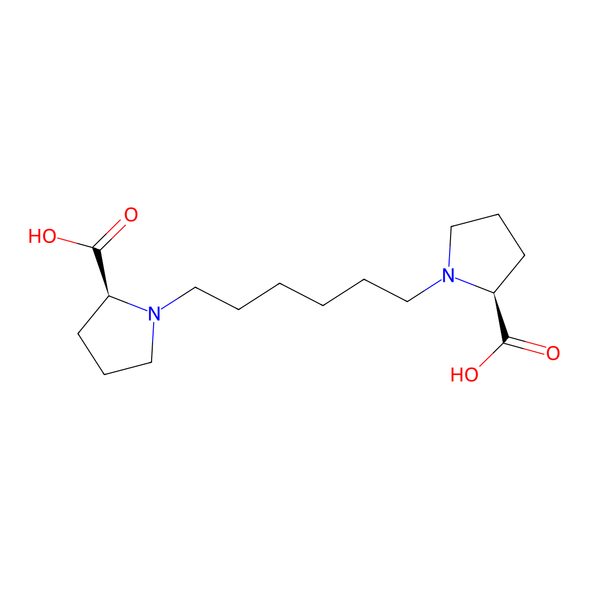 (S)-1-(6-((S)-2-Carboxypyrrolidin-1-YL)-hexyl)pyrrolidine-2-carboxylic acid molecular structure, CAS 1820570-83-9