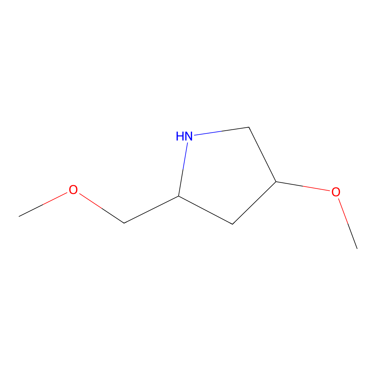 (2S,4S)-4-Methoxy-2-(methoxymethyl)pyrrolidine molecular structure, CAS 1820570-95-3