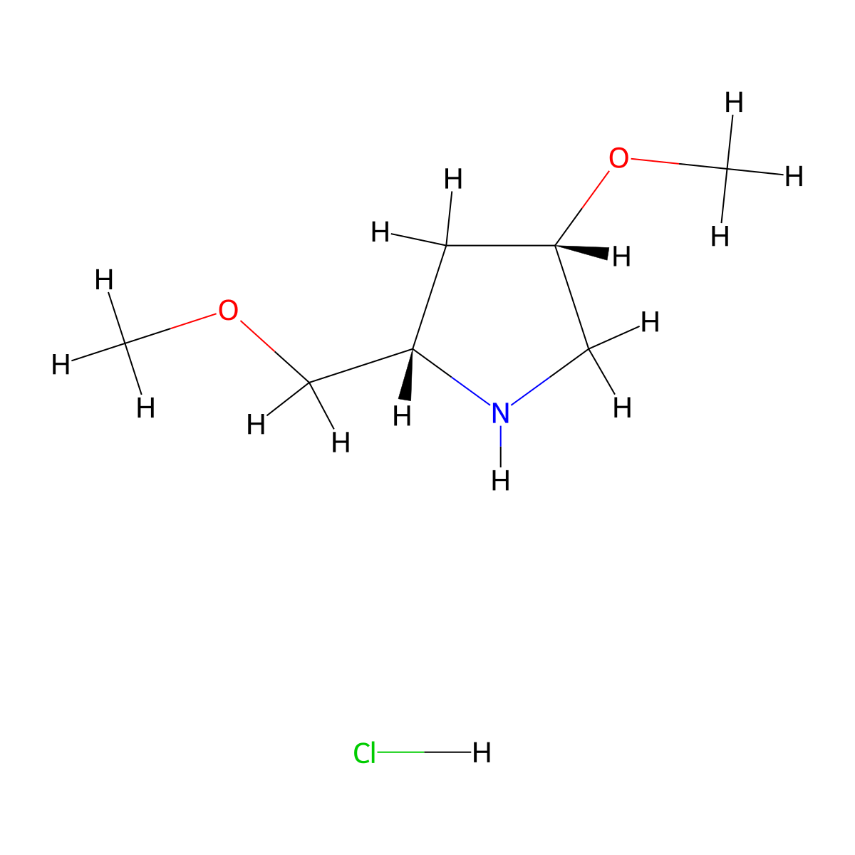(2S,4S)-4-methoxy-2-(methoxymethyl)pyrrolidine hydrochloride molecular structure, CAS 1820570-96-4