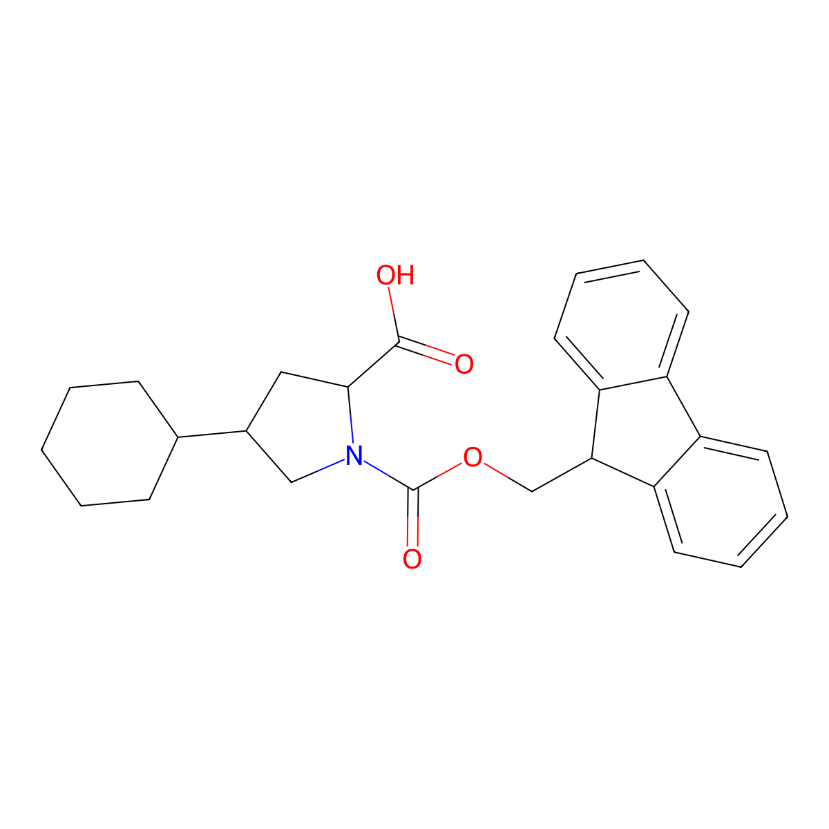 (2S,4R)-Fmoc-4-cyclohexyl-pyrrolidine-2-carboxylic acid molecular structure, CAS 1820571-03-6
