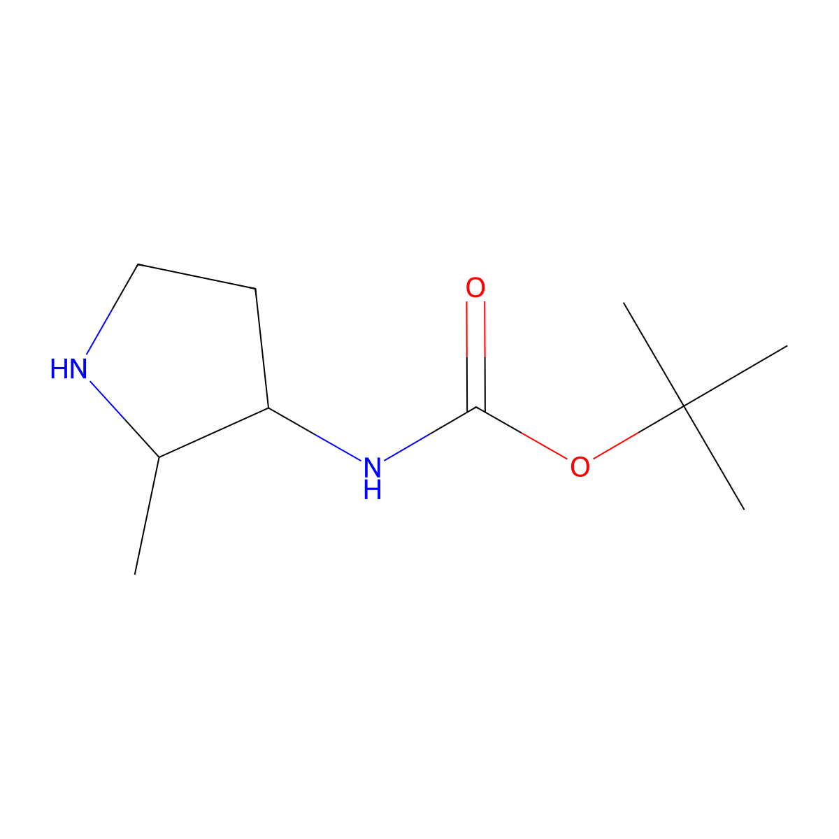 tert-butyl N-[(2S,3S)-2-methylpyrrolidin-3-yl]carbamate molecular structure, CAS 1820571-09-2